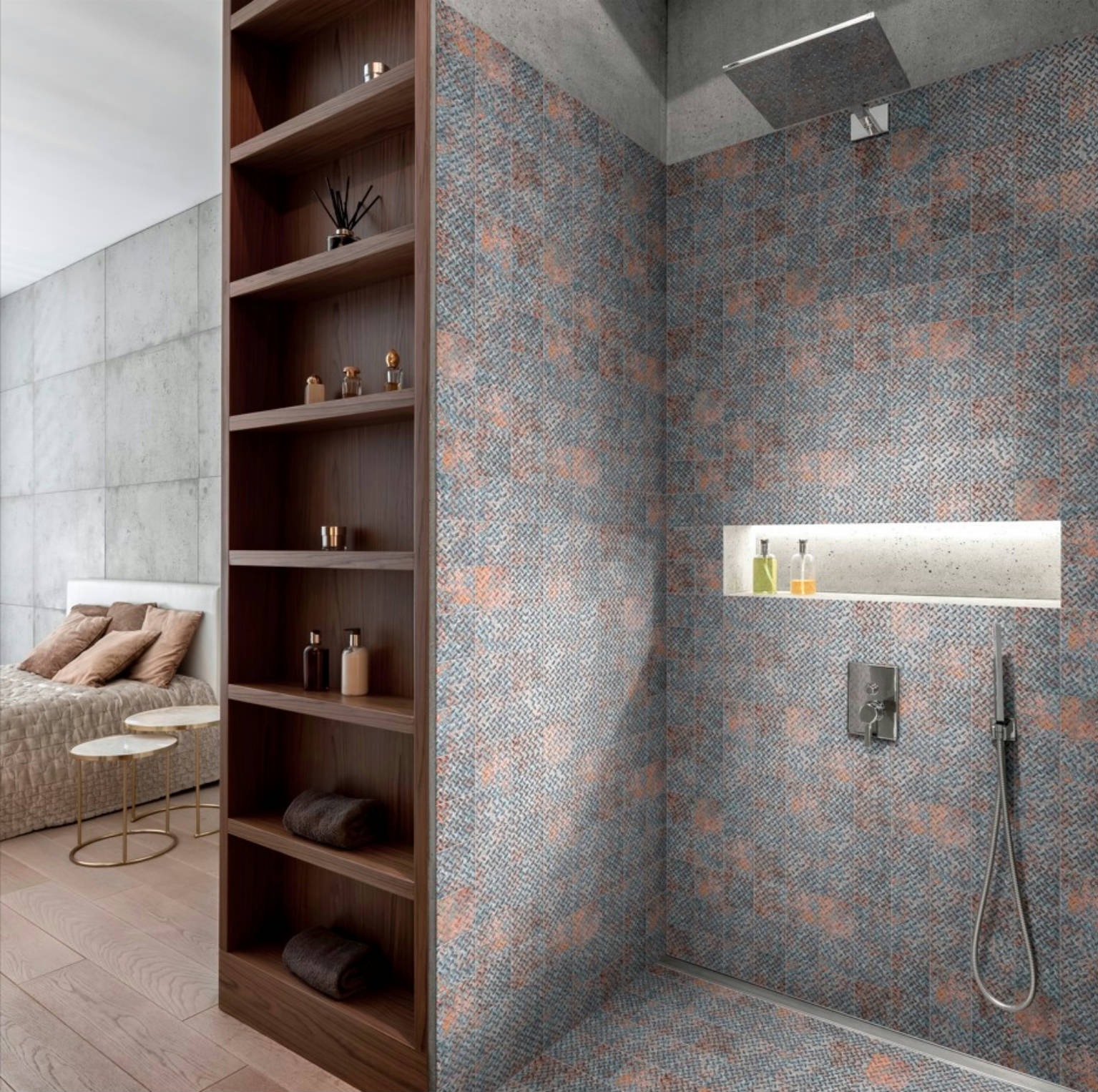 4x4 Rust Industrial Relief Pattern Glazed Ceramic Mosaic | Roma Tile NY