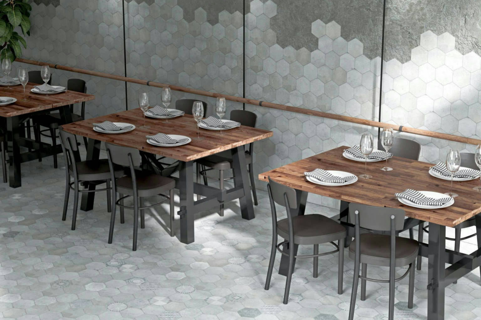 Alma 5.5x6.3” Grey and Grey Decor Hexagon 0 | Roma Tile NY