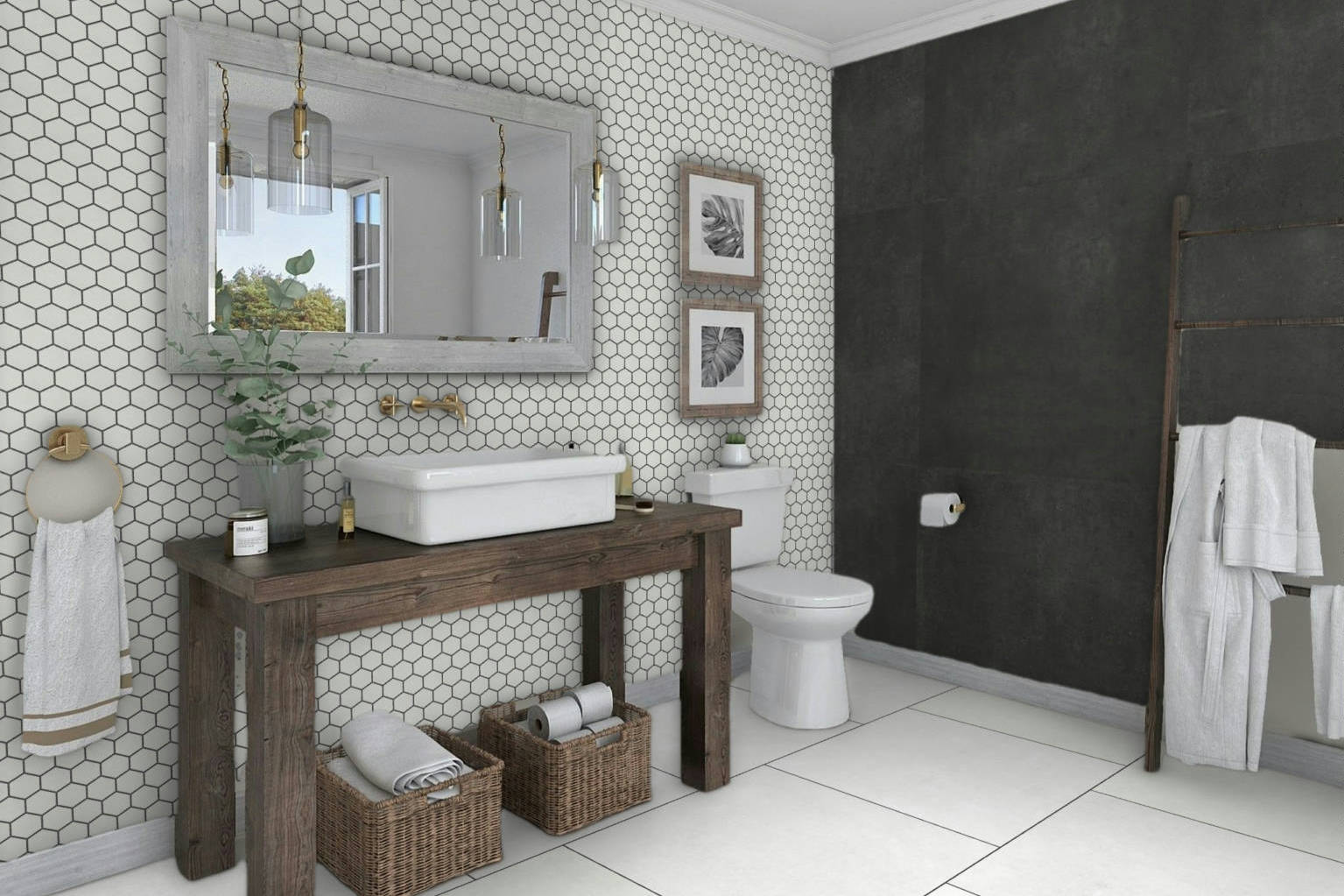 Ashland White 36x36, 3x3 Mosaic, and 48x48 Black | Roma Tile NY