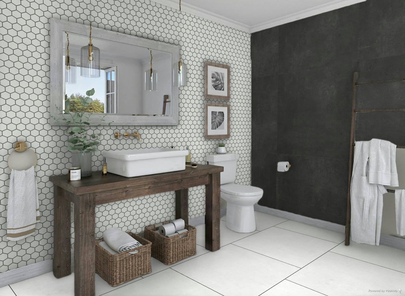 Ashland White 36x36, 3x3 Mosaic, and 48x48 Black | Roma Tile NY