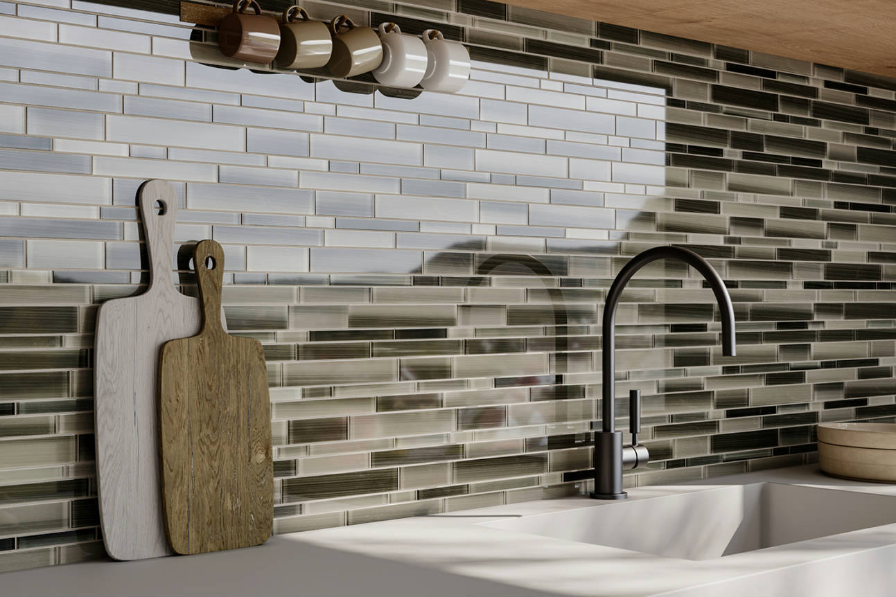 Bliss Fusion Clay Random Glossy Mosaic 2  | Roma Tile NY