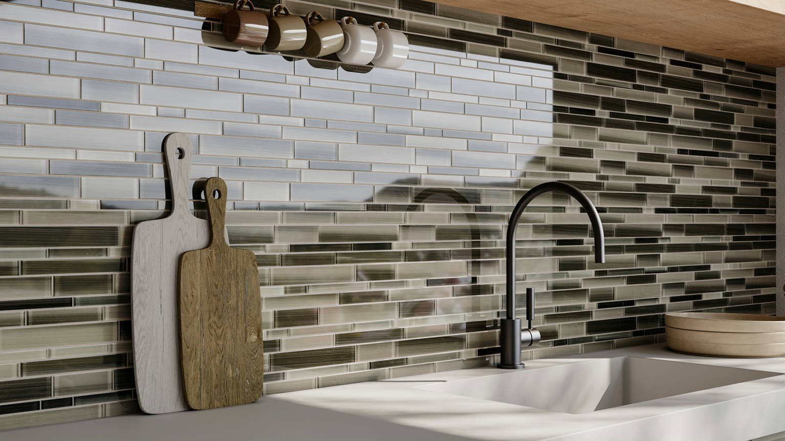 Bliss Fusion Clay Random Glossy Mosaic 2  | Roma Tile NY