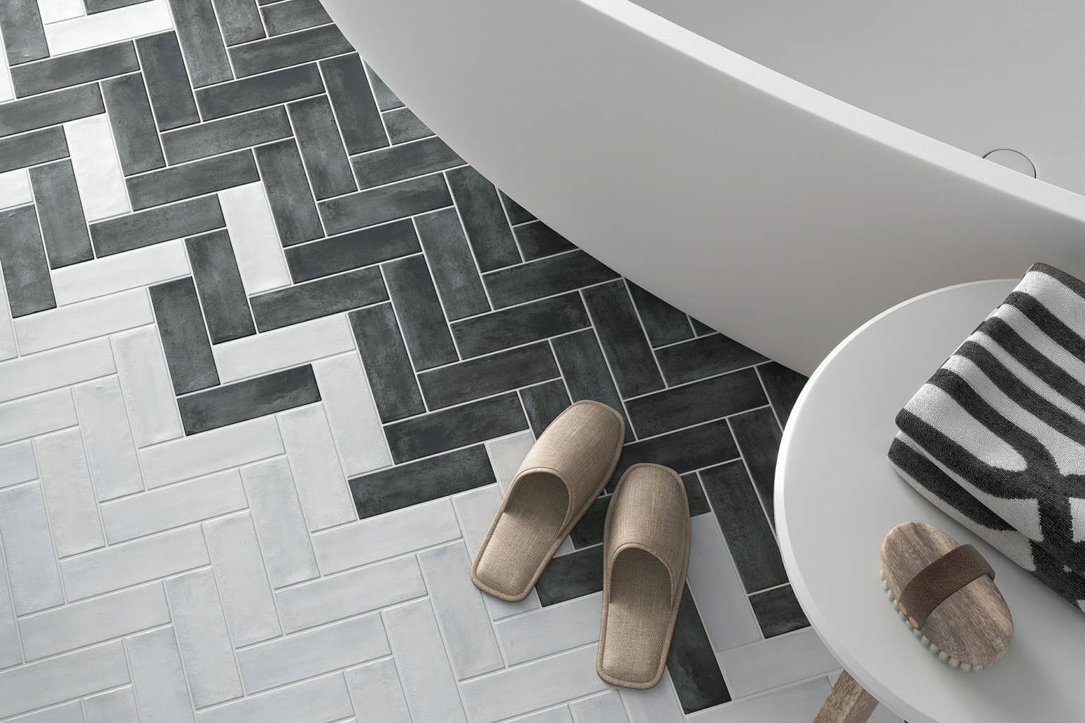 Lisbon 2X6 Pearl and Graphite | Roma Tile NY