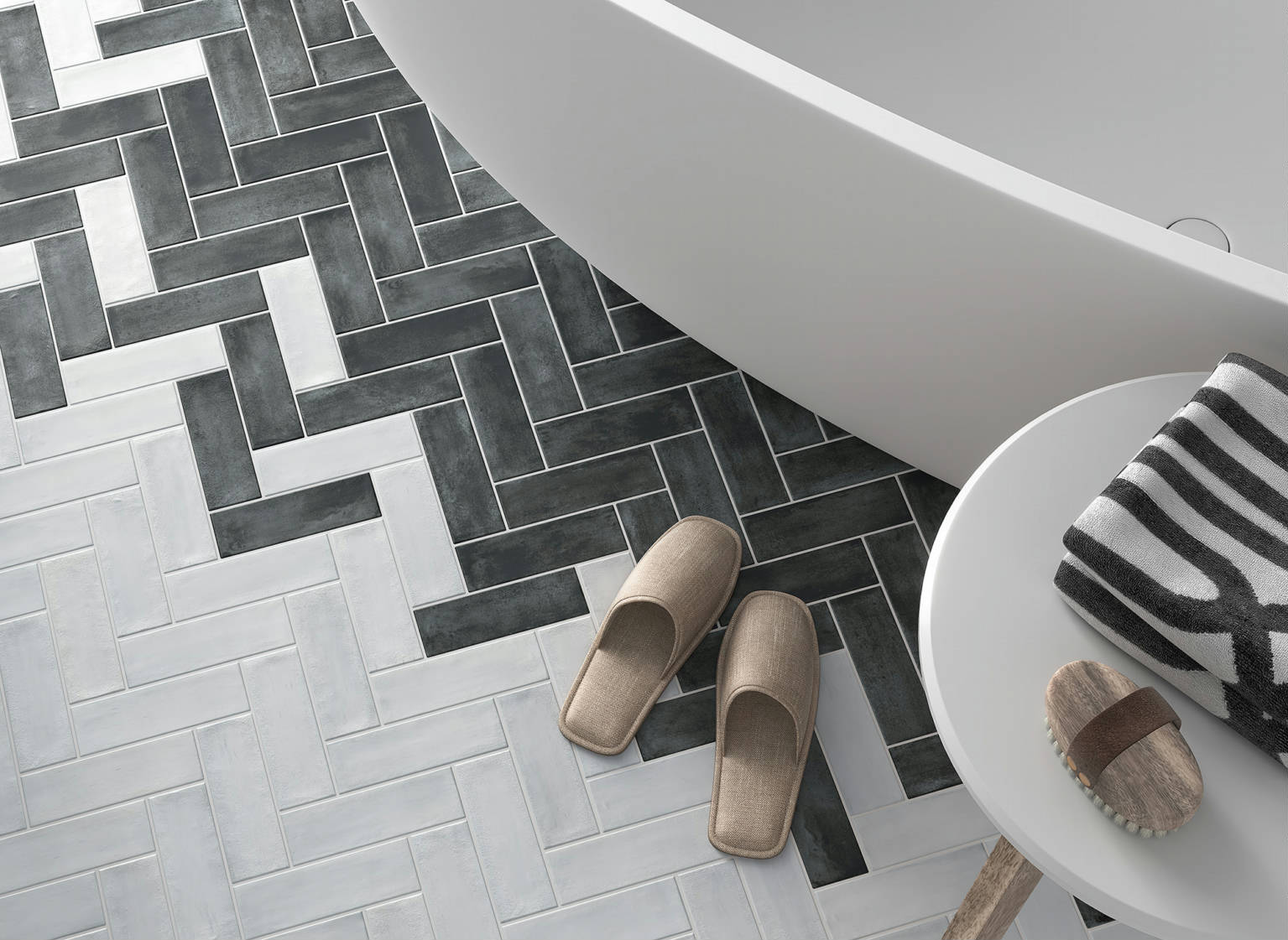 Lisbon 2X6 Pearl and Graphite | Roma Tile NY