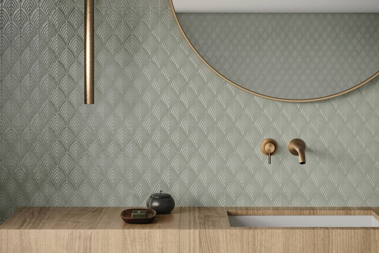 Traditions Soft Sage Glossy Scallop Mosaic 2 | Roma Tile NY