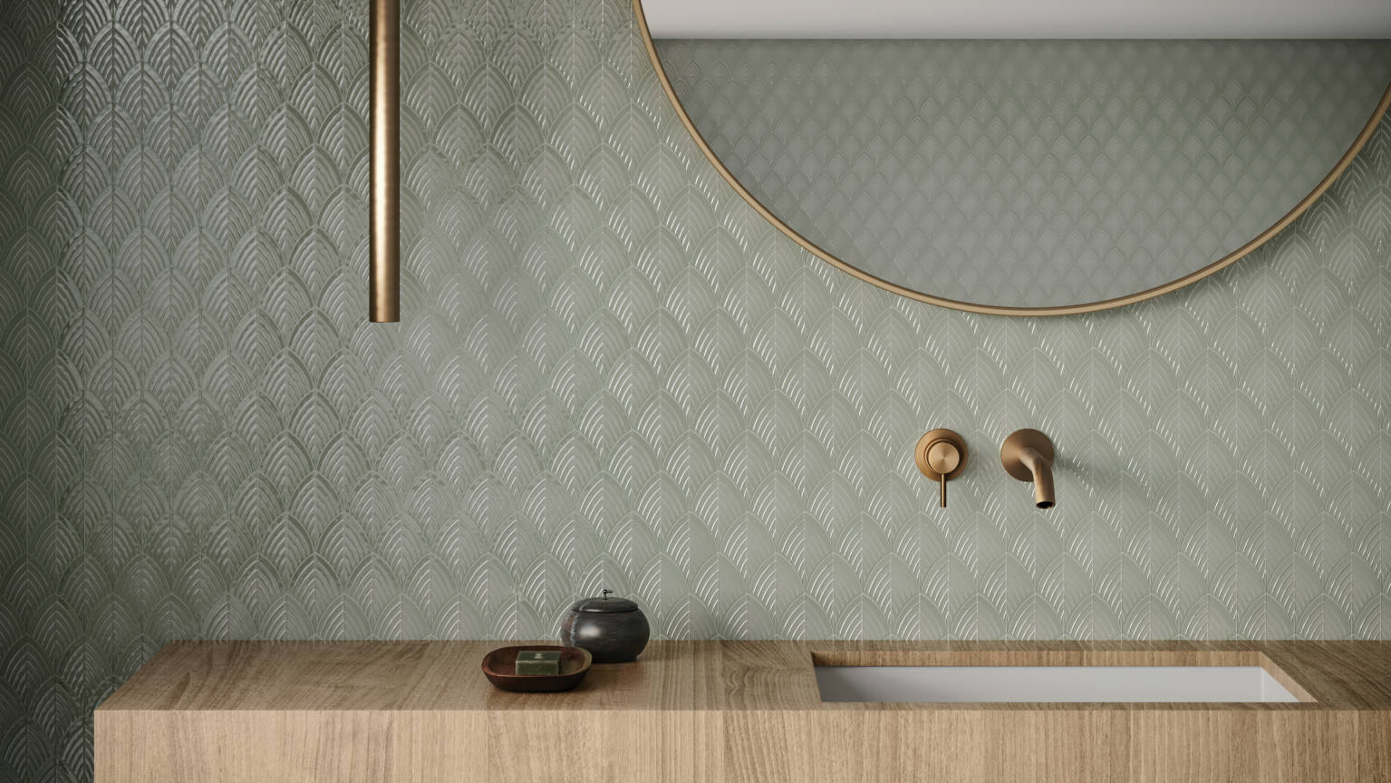 Traditions Soft Sage Glossy Scallop Mosaic 2 | Roma Tile NY