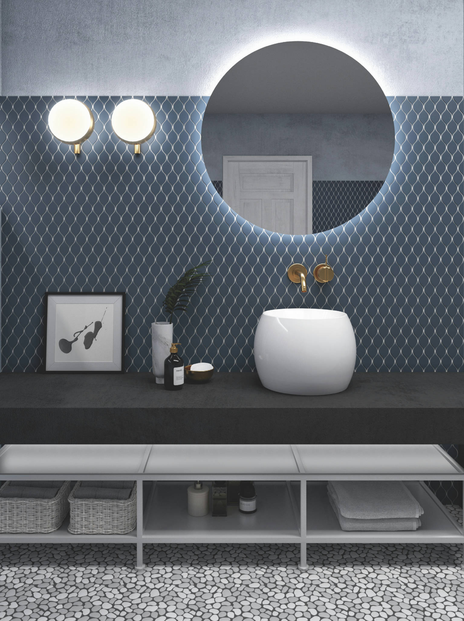 Waves Mosaic, Rockway Mosaic | Roma Tile NY