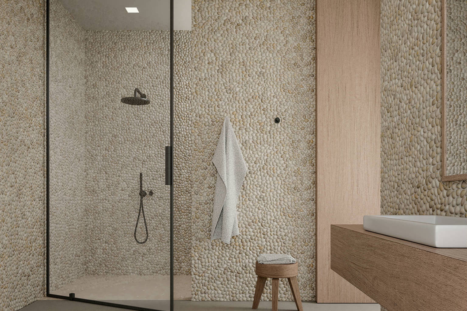 Zen Fiji Cream Natural Pebble Matte Mosaic | Roma Tile NY