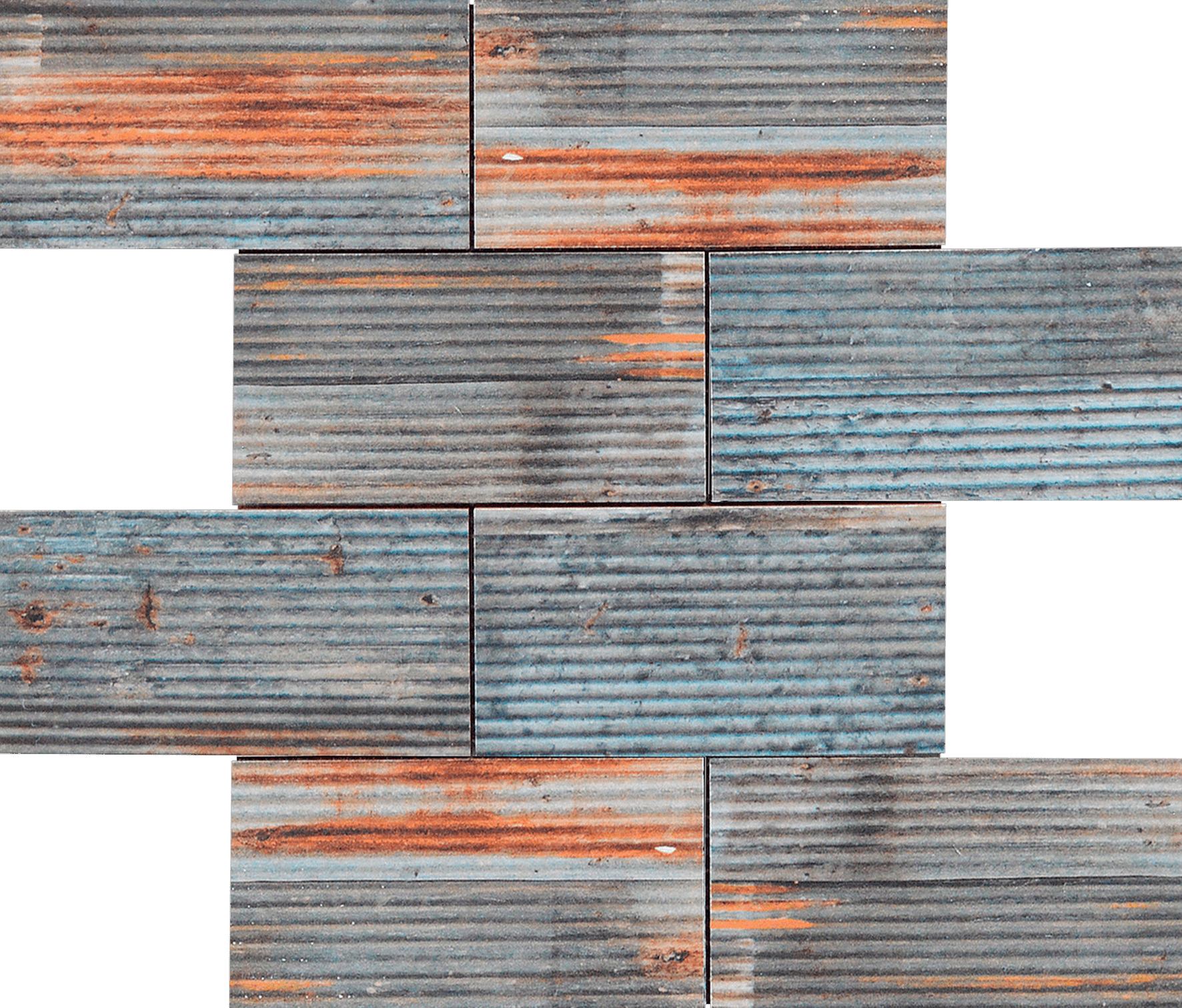2.8"x6" Rust Industrial Linear Relief Pattern Glazed Ceramic Mosaic | Roma Tile NY