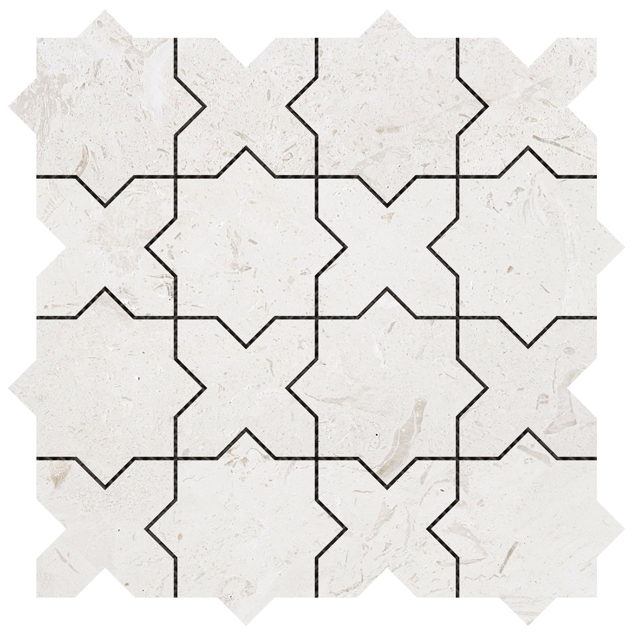 3"x3" Cross & Star Beige Marble | Roma Tile NY