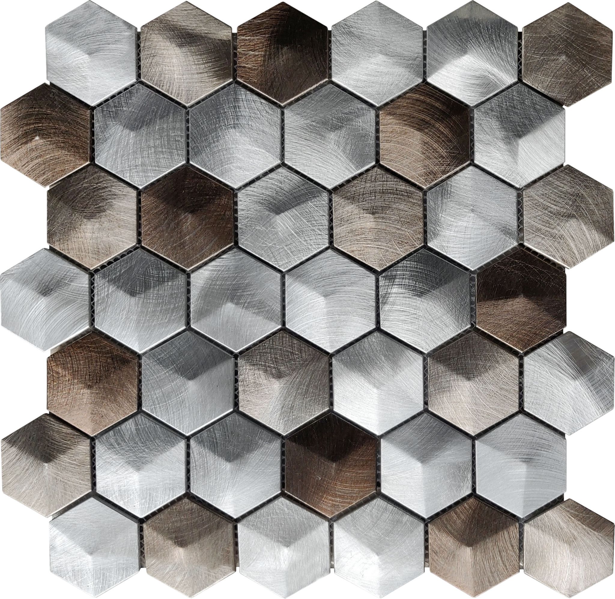 Aluminum Hexagon 19 Brown Mosaic | Roma Tile NY