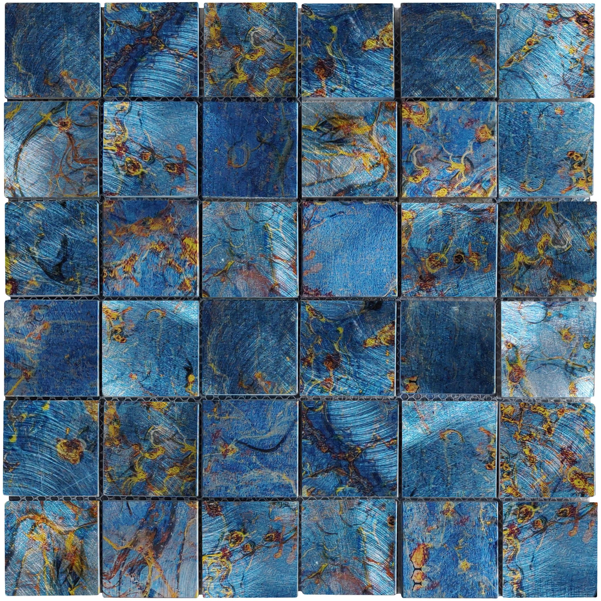 Blue Aluminum 2"x2" Mix Mosaic | Roma Tile NY