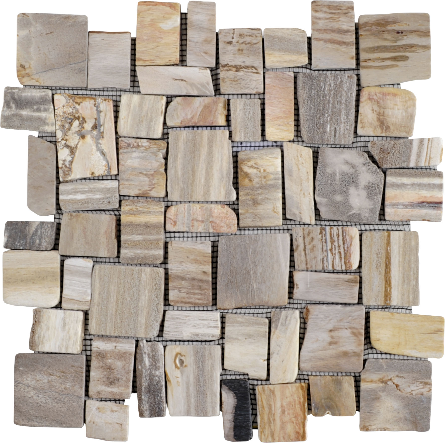Cubic Fossil Wood Stone Mosaic | Roma Tile NY