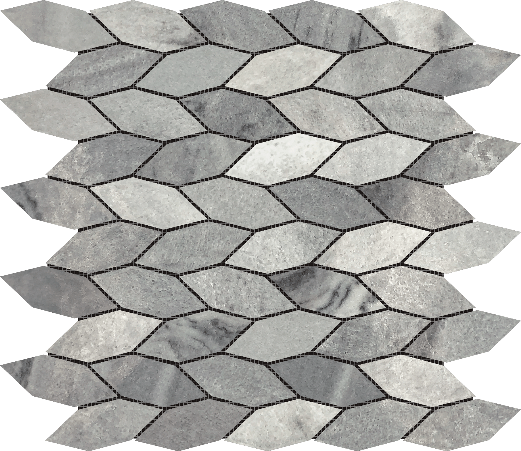 Elongated Hexagon Ice Grey "Leaves" Mosaic | Roma Tile NY