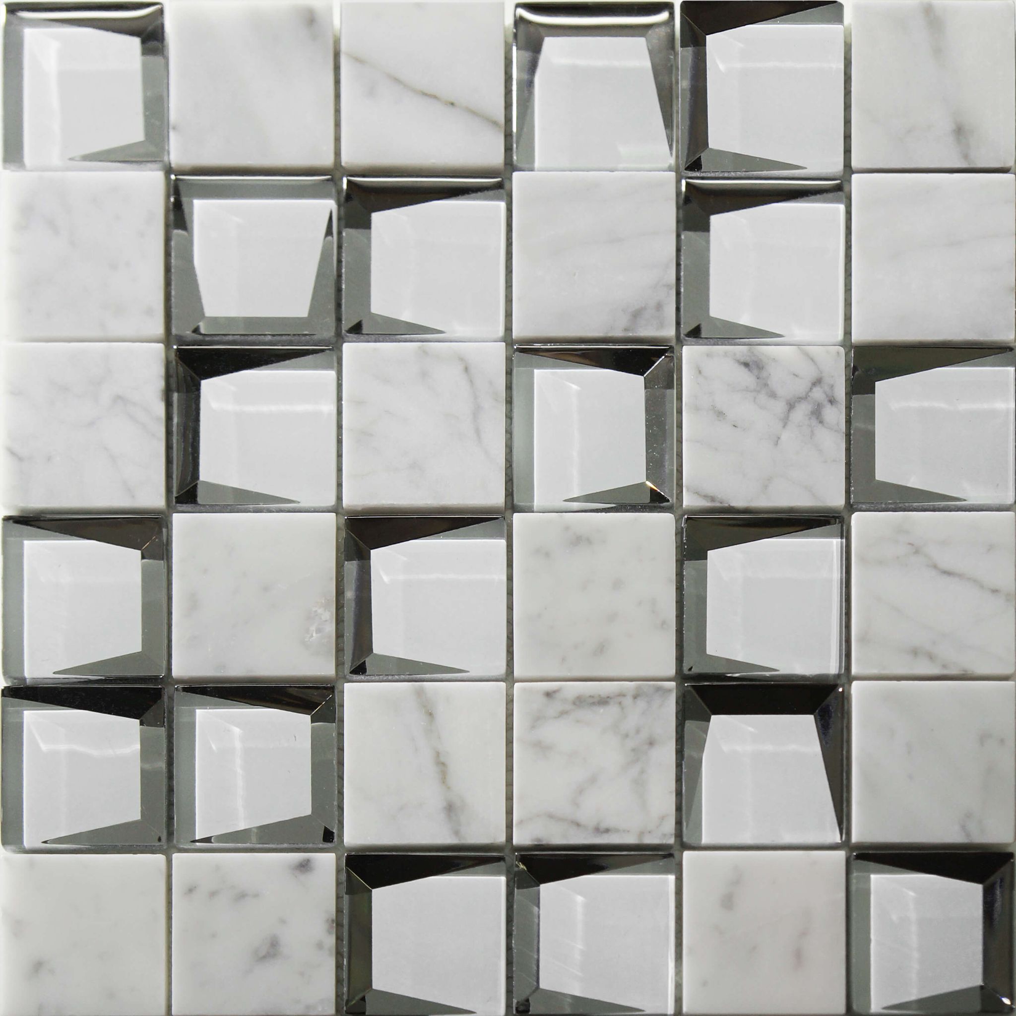 Marble & Glass 2"x2" White Mix Mosaic | Roma Tile NY