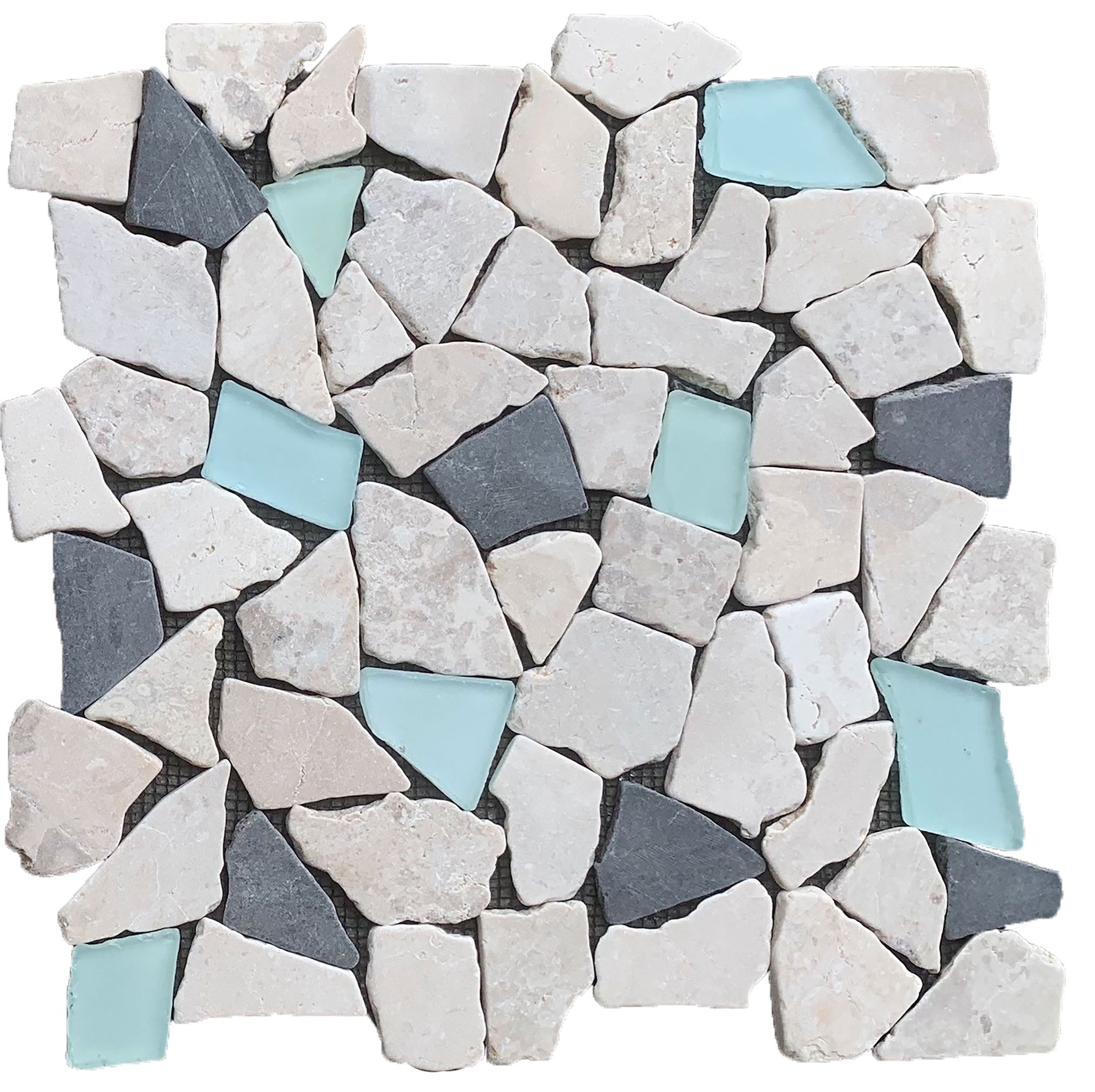 Mini Opus Beige Grey Marble Mix & Green Glass | Roma Tile NY