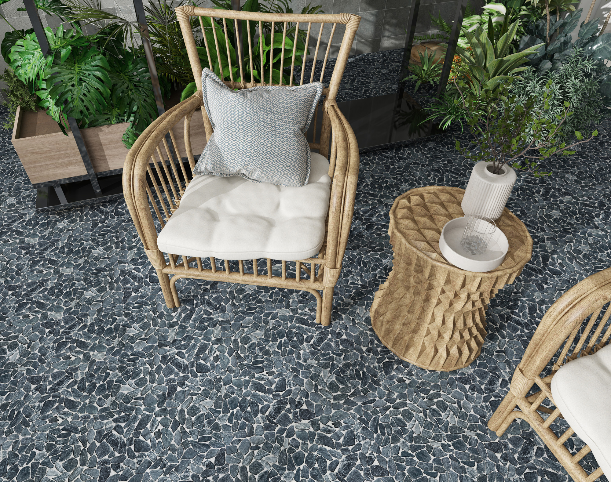 Mini Opus Matte Grey Mix Marble Stone Interlocking | Roma Tile NY