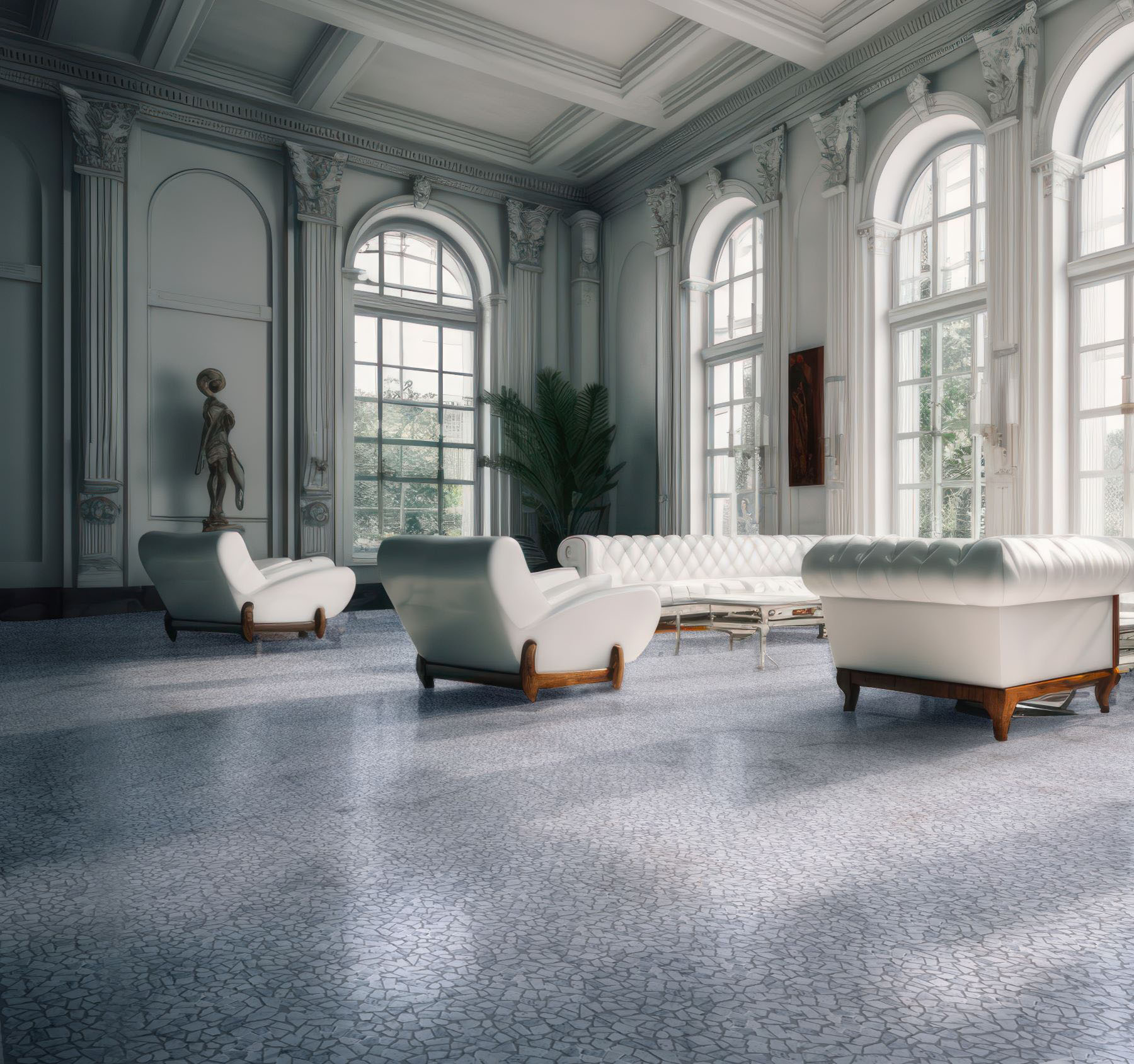 Mini Opus Matte White Grey Marble Stone Interlocking 2 | Roma Tile NY