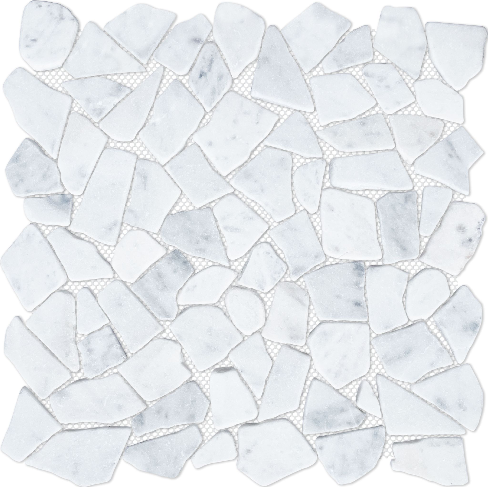 Mini Opus Matte White Grey Marble Stone Interlocking | Roma Tile NY