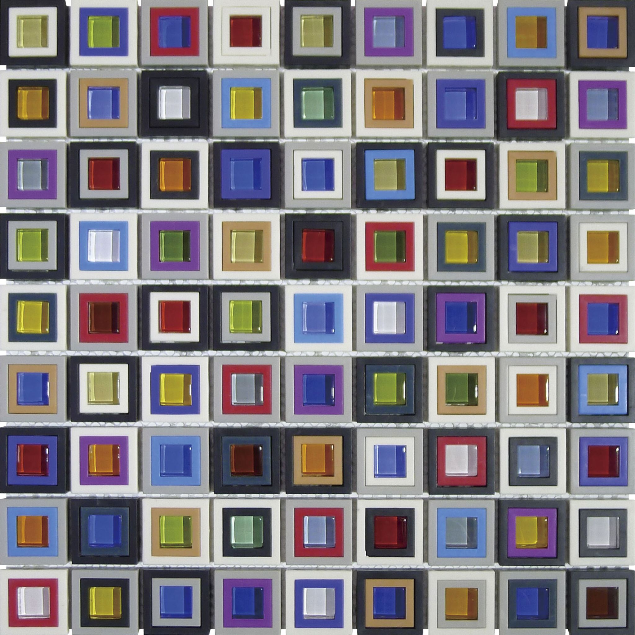 Multicolor Square Mix Glass Resin | Roma Tile NY