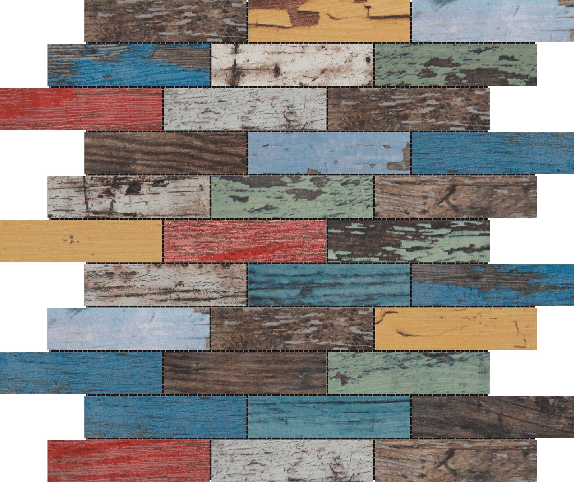 Multicolor Wood 1.1"x4" Glazed Ceramic Mosaic | Roma Tile NY