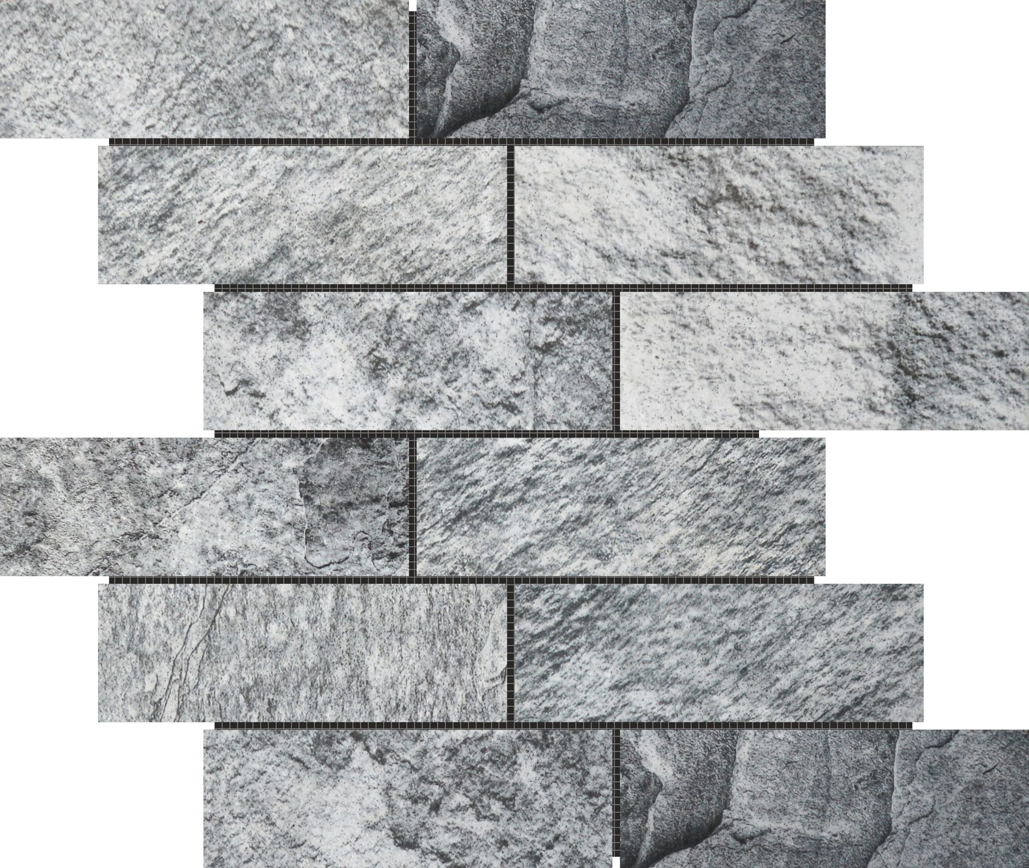 Slate Stone Grey Glazed Ceramic 2"x6" Brick Mosaic | Roma Tile NY