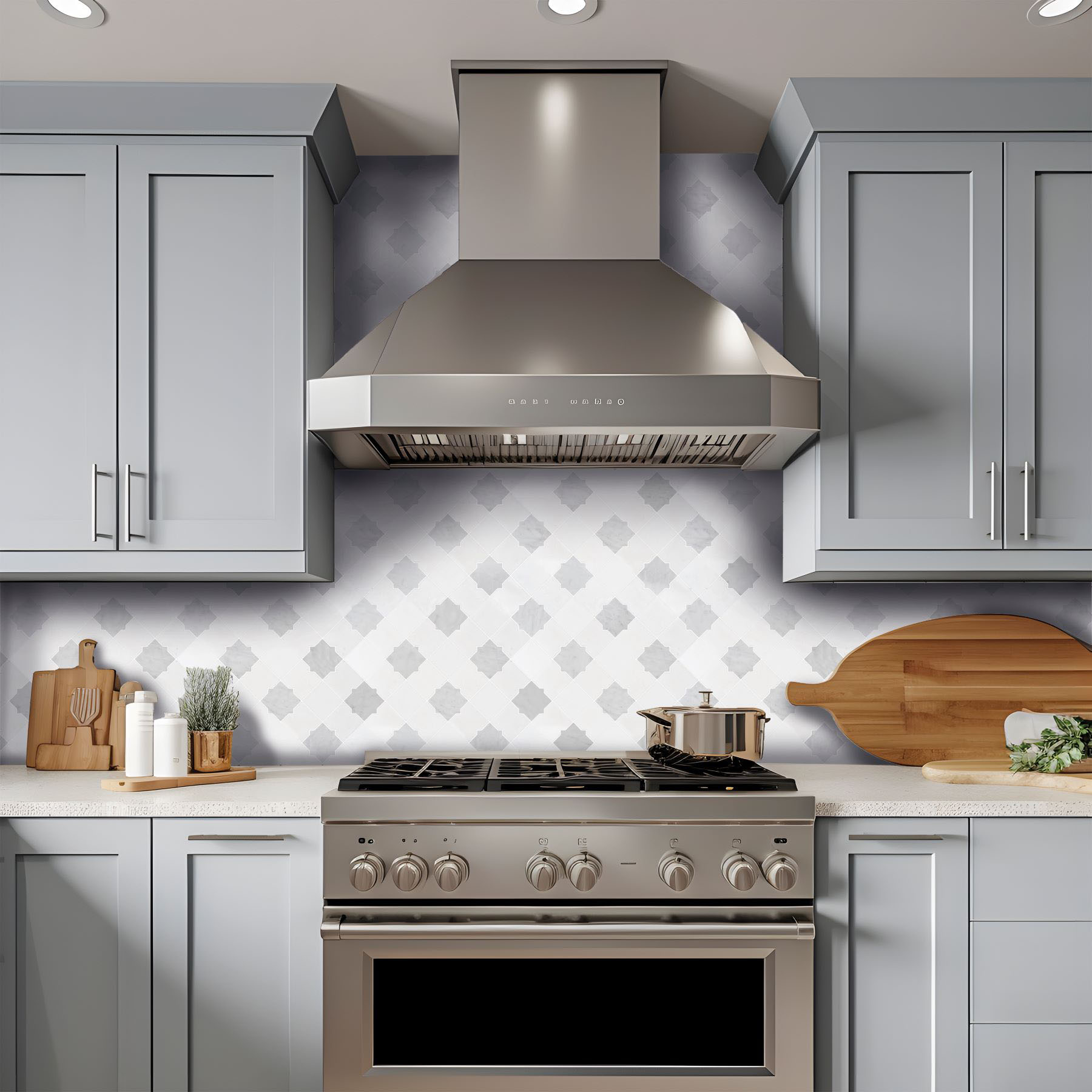 Star & Square White & Grey Mix Marble 2 | Roma Tile NY