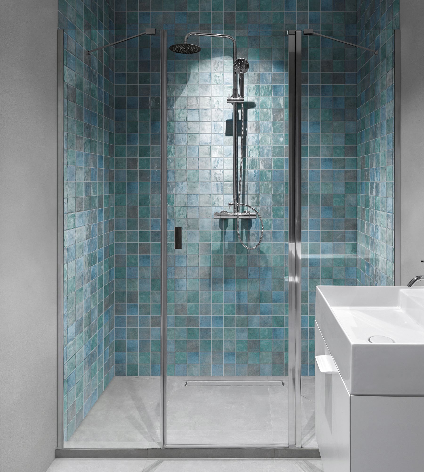 Zellige Glazed Ceramic Soft Blue Mix 3 | Roma Tile NY