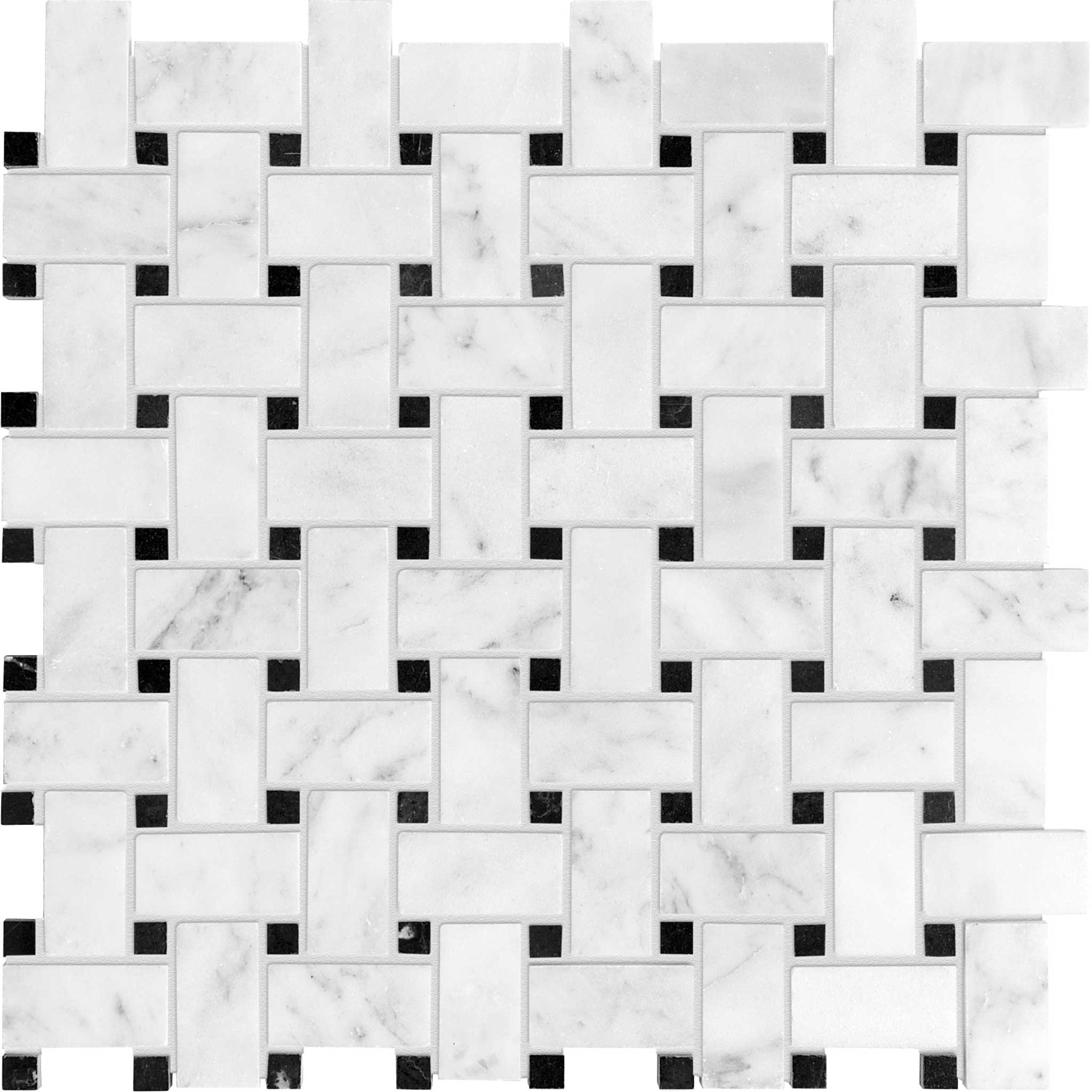 Bianco Venatino Basketweave Polished Mosaic | Roma Tile NY