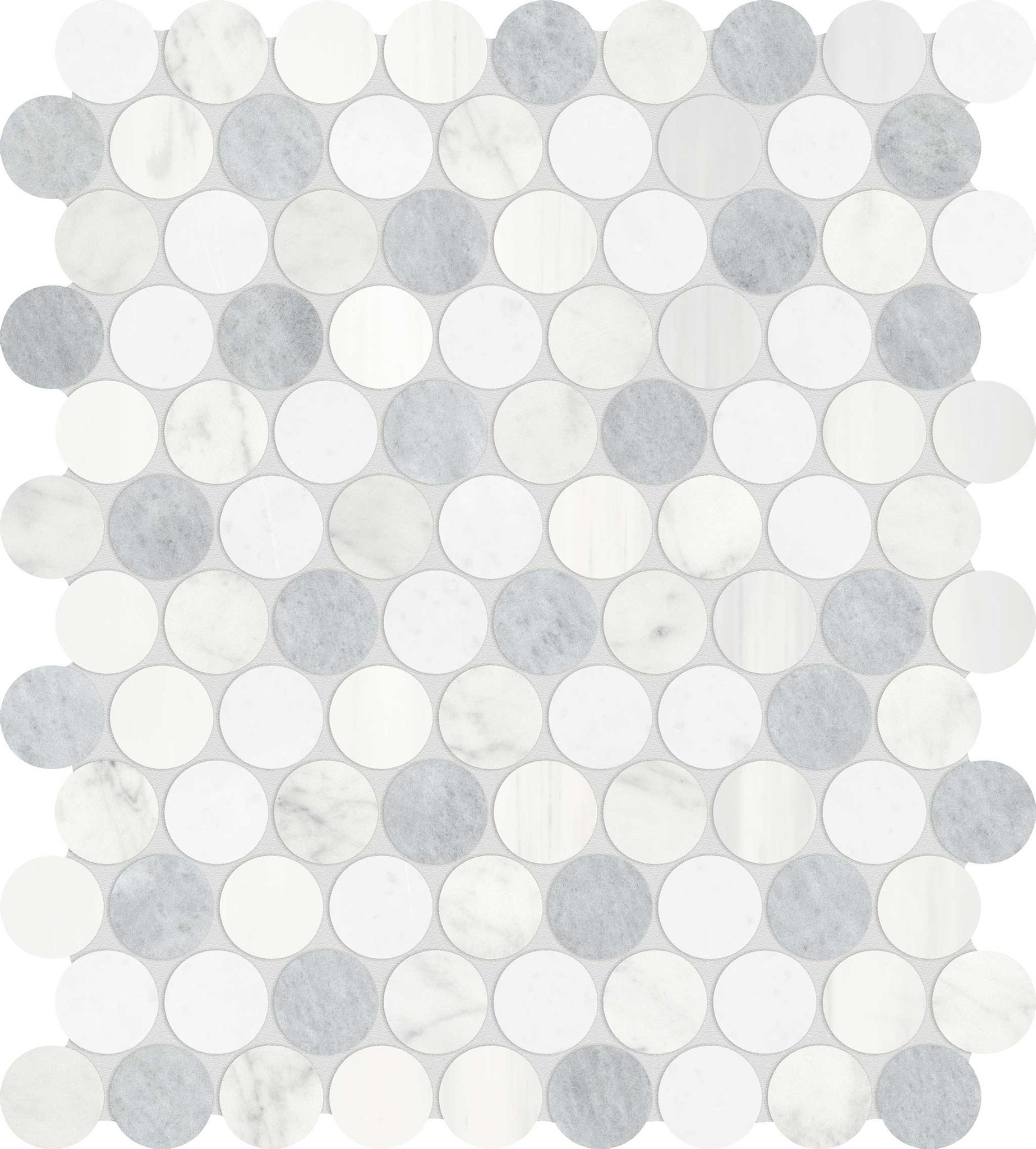 Utopio 1.25 Penny Round Polar Mosaic | Roma Tile NY