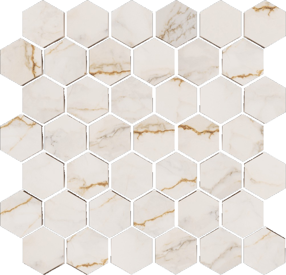 Treasure II Perfect Calacatta 2" Hex Polished | Roma Tile NY